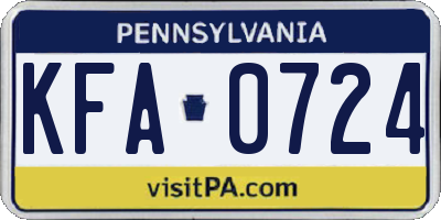 PA license plate KFA0724