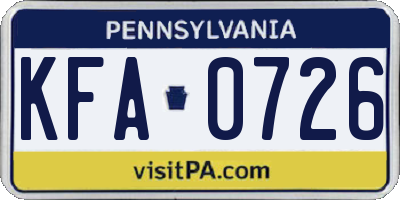 PA license plate KFA0726