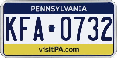 PA license plate KFA0732