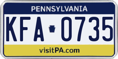 PA license plate KFA0735