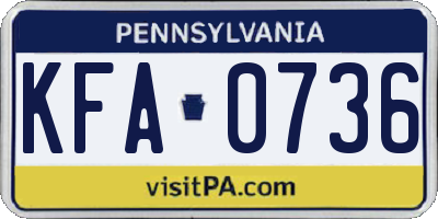 PA license plate KFA0736