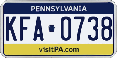 PA license plate KFA0738