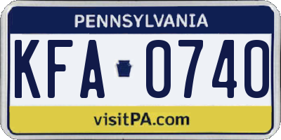PA license plate KFA0740