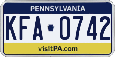 PA license plate KFA0742