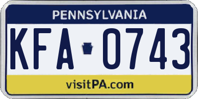 PA license plate KFA0743
