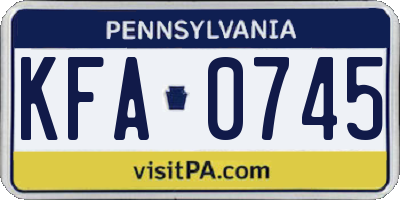 PA license plate KFA0745