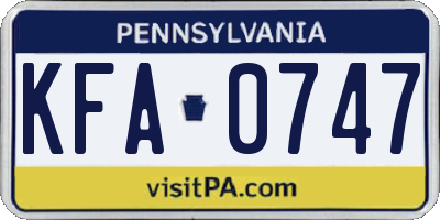 PA license plate KFA0747
