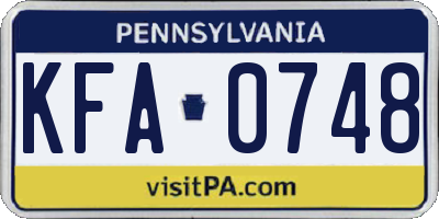 PA license plate KFA0748