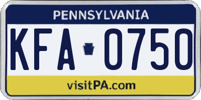 PA license plate KFA0750
