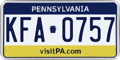 PA license plate KFA0757