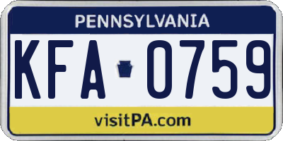 PA license plate KFA0759