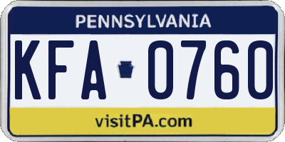 PA license plate KFA0760