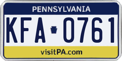 PA license plate KFA0761