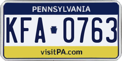 PA license plate KFA0763