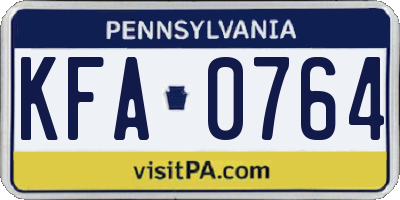 PA license plate KFA0764