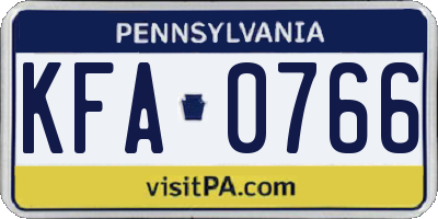 PA license plate KFA0766