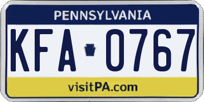 PA license plate KFA0767