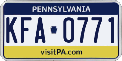 PA license plate KFA0771