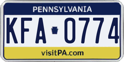 PA license plate KFA0774