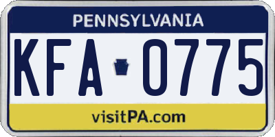 PA license plate KFA0775