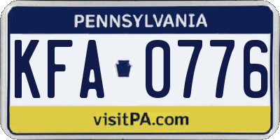 PA license plate KFA0776