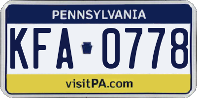 PA license plate KFA0778