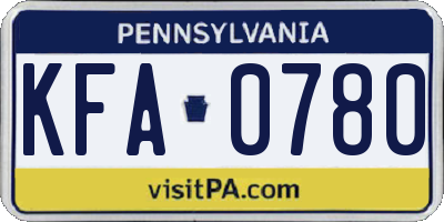PA license plate KFA0780