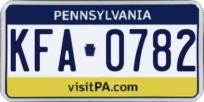 PA license plate KFA0782