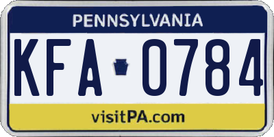 PA license plate KFA0784