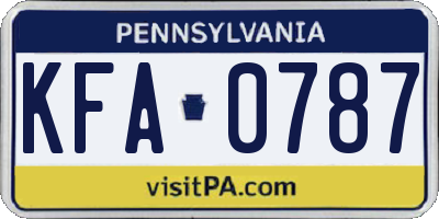 PA license plate KFA0787