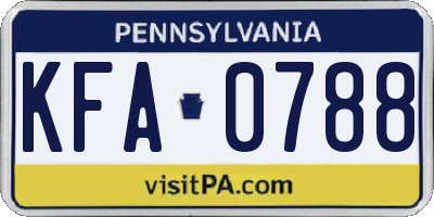 PA license plate KFA0788