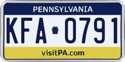 PA license plate KFA0791