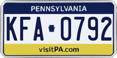 PA license plate KFA0792