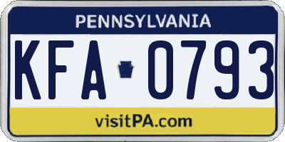 PA license plate KFA0793