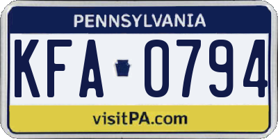 PA license plate KFA0794