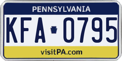 PA license plate KFA0795