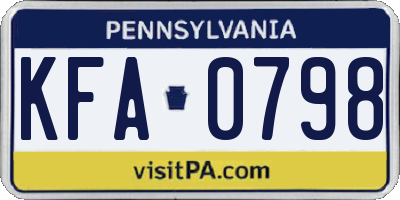 PA license plate KFA0798