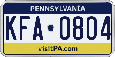 PA license plate KFA0804