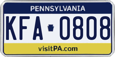 PA license plate KFA0808