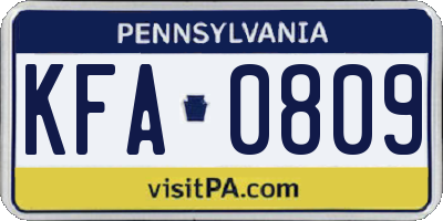 PA license plate KFA0809