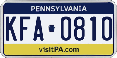 PA license plate KFA0810