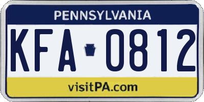 PA license plate KFA0812