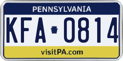 PA license plate KFA0814