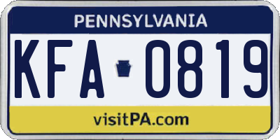 PA license plate KFA0819