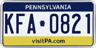PA license plate KFA0821