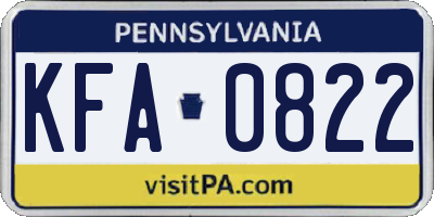 PA license plate KFA0822