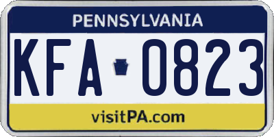 PA license plate KFA0823