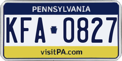 PA license plate KFA0827