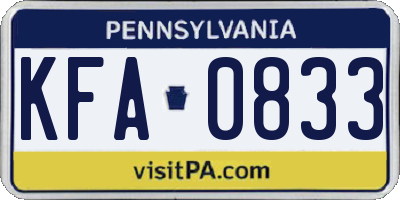 PA license plate KFA0833