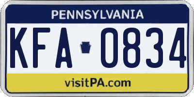 PA license plate KFA0834